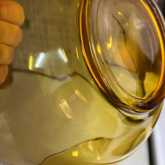 Vintage Chip & Dip bowl set with clip amber glass MCM - Picture 5 of 7